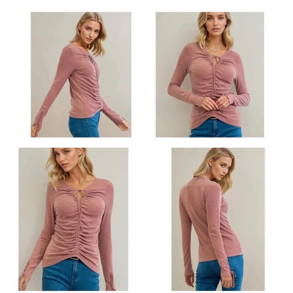 Women's Ruched Long Sleeve Knit Top